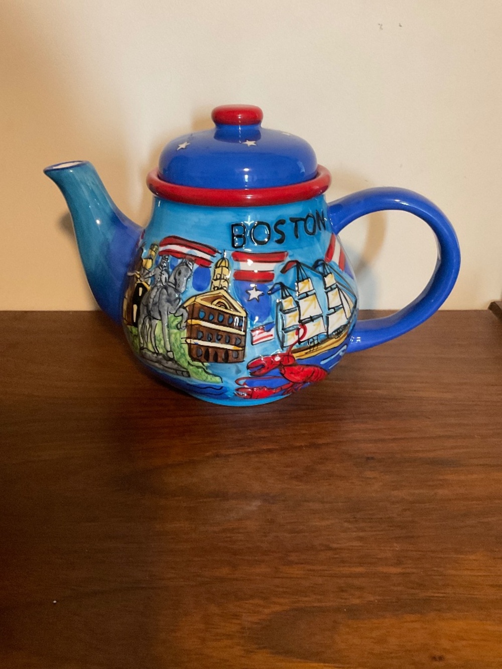 Vintage Ceramic Boston Teapot celebrate Fourth of July Y2K Collectible